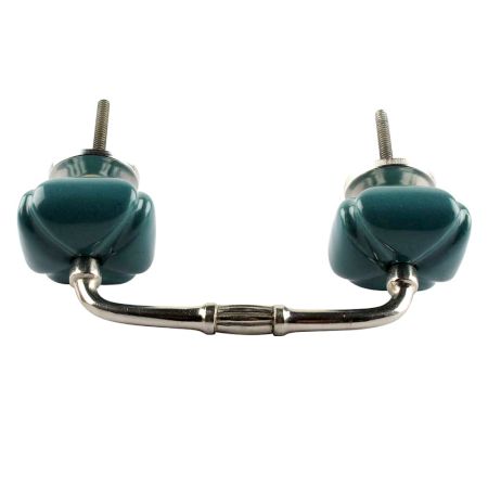 Solid Forest Green Square Ceramic Bridge Handle